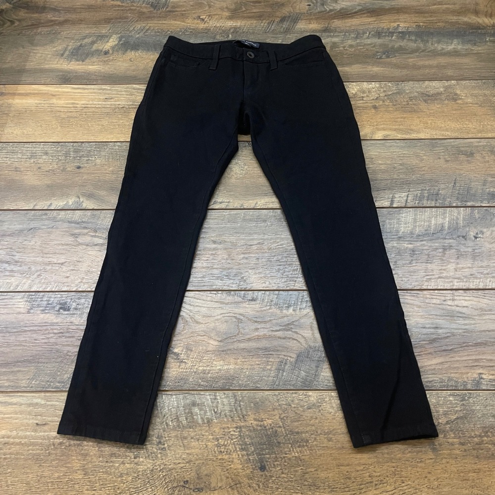 Banana Republic Black Stretch Petite Pants 0P Slim Fit 5-Pocket Trousers Office